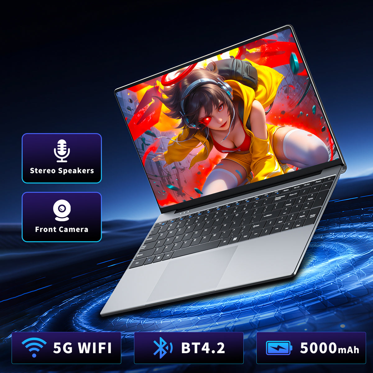LAITNIN i5 Gaming laptop 15.6" FHD Thin Business Laptop, Intel Core i5-7Y54, 16GB ddr4,512GB SSD, Backlit keyboard Windows 11 Silver