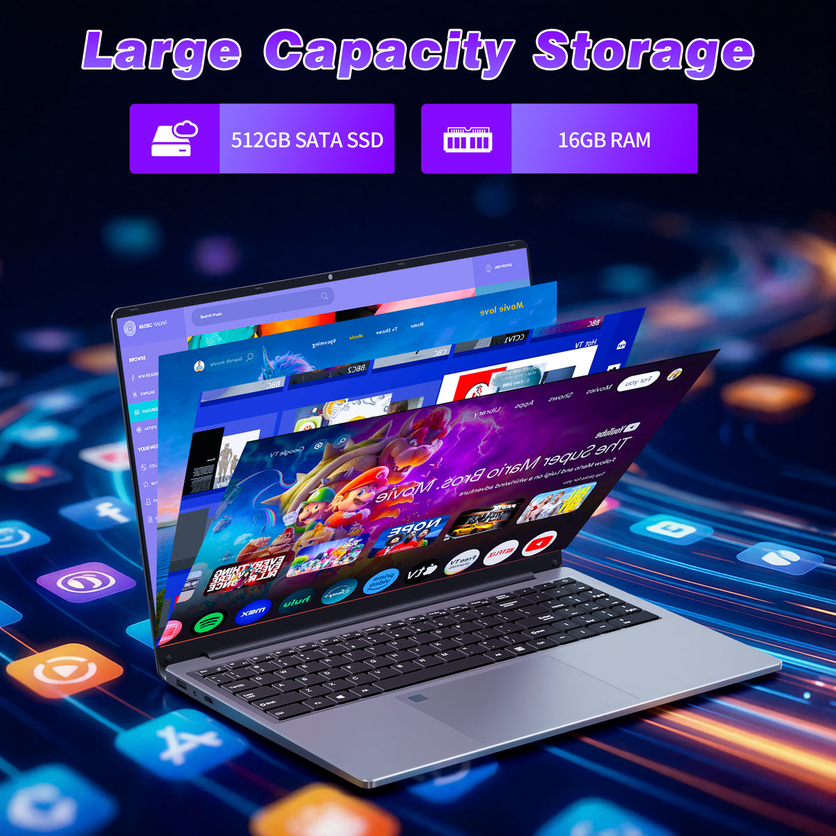 LAITNIN 16" FHD Laptop, Intel i7-6500U, 16GB RAM, 512GB SSD
