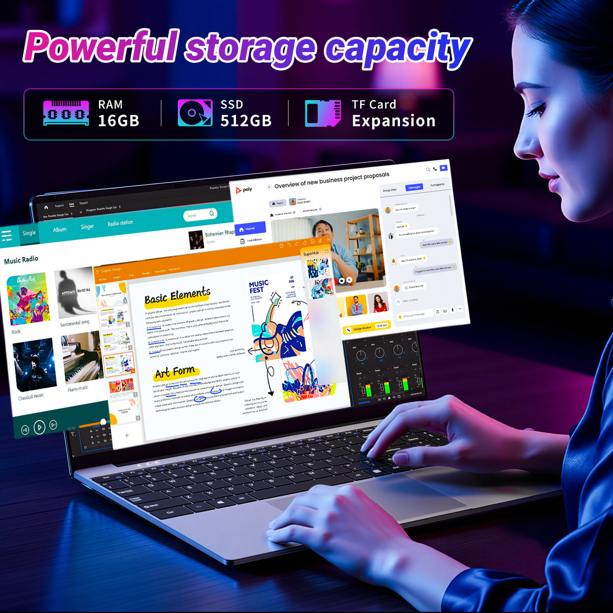 LAITNIN i5 Gaming laptop 15.6" FHD Thin Business Laptop, Intel Core i5-7Y54, 16GB ddr4,512GB SSD, Backlit keyboard Windows 11 Silver