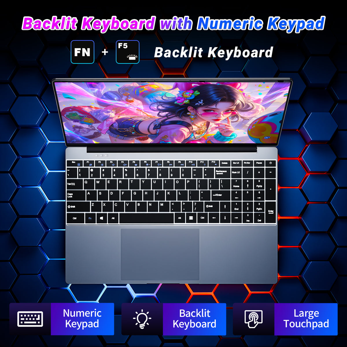 LAITNIN i5 Gaming laptop 15.6" FHD Thin Business Laptop, Intel Core i5-7Y54, 16GB ddr4,512GB SSD, Backlit keyboard Windows 11 Silver