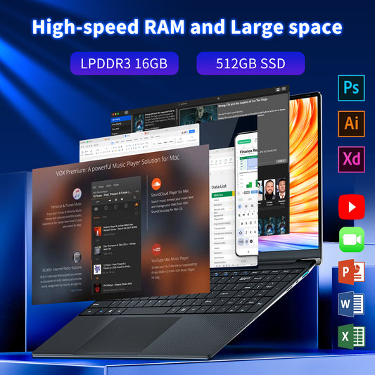 LAITNIN Windows 11 Pro Laptop 15.6” FHD IPS Laptop | Intel Core i5-8210Y | 16GB LPDDR3 RAM + 512GB SSD | WiFi 6, Bluetooth 4.2,Ultrabook for Business/Students/C